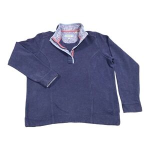 Orvis‎ Pullover Blue Pink Womens Knit Jacket Size M Floral Collar 100% Cotton